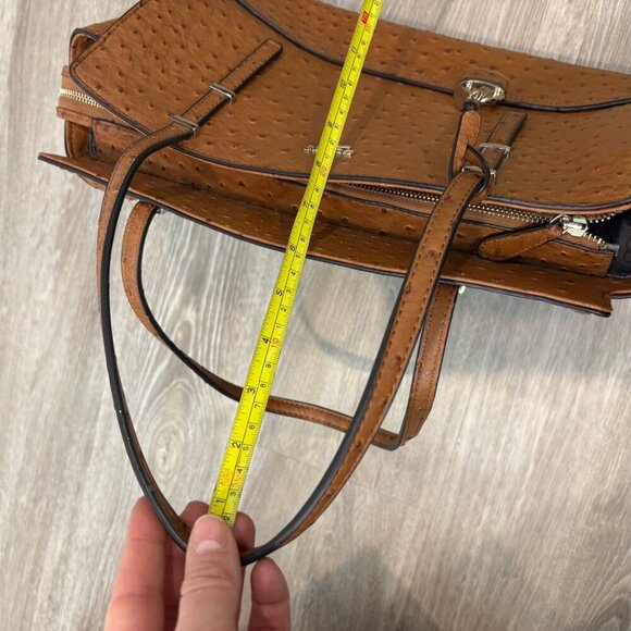 GUESS Brown Faux Ostrich Leather Shoulder Purse Tote Bag 13" x 5" x 9.5" - Picture 15 of 15